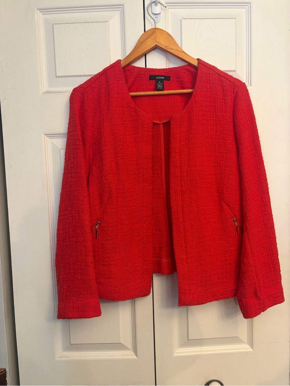 Alfani Red Textured Open-Front Blazer